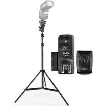 Kit Disparo Sem Fio Para Flash Speedlite Ct16 Godox Com Suporte Flash + Tripé