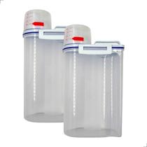 Kit Dispense Pote Hermético Copo Medidor Bico Dosador Cozinha Sabão Pó Lavanderia Multiuso 2l