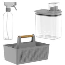 Kit Dispenser 1,5L+ Borridador + Organizador Multiuso Com Alça Kit Dispenser 1,5L+ Borridador + Organizador Multiuso Com Alça
