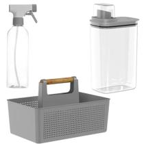 Kit Dispenser 2,3L+ Borridador + Organizador Multiuso Com Alça Kit Dispenser 2,3L+ Borridador + Organizador Multiuso Com Alça