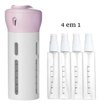 Kit Dispenser 4 Em 1 Viagem Limpa Maquiagem Shampoo Portátil - New