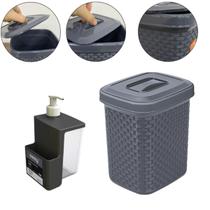 Kit Dispenser 500ML e Lixeira Prática 4,5 Lts Cor Chumbo