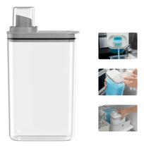 Kit Dispenser Acrílico Premium Lavanderia Com Tampa Medidora 1,5L 2,3L Amaciante Sabão Líquido/Em Pó Monte Seu Kit