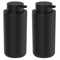 Kit Dispenser Banheiro 2 Pçs Ideal para Sabonete Líquido Shampoo Condicionado Fixação sem Furo com Adesivo Incluso Acessório Lavabo