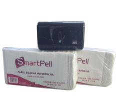 Kit dispenser compacto + papel toalha interfolha 2000 folhas rosa