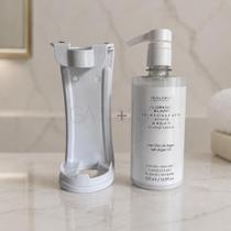 Kit Dispenser Condicionador Luxo 500ml Florence Blanc Argan com Suporte Branco Realgems Kit Dispenser Condicionador Luxo 500ml Florence Blanc Argan com Suporte Branco Realgems