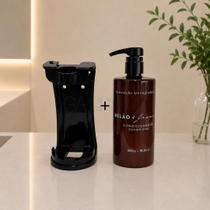 Kit Dispenser Condicionador Luxo 500ml Melão e Jasmim com Suporte Preto Realgems Kit Dispenser Condicionador Luxo 500ml Melão e Jasmim com Suporte Preto Realgems