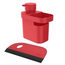 Kit Dispenser de Detergente + Rodo Compacto Vermelho - Ou