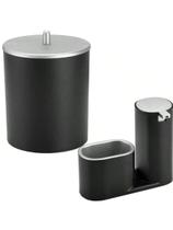 Kit Dispenser Detergente com Suporte para Esponja + Lixeira Luxo Pia Cozinha Banheiro Arthi Kit Dispenser Detergente com Suporte para Esponja + Lixeira Luxo Pia Cozinha Banheiro Arthi