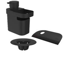 KIT Dispenser Detergente Líquido Organizador Filtro Ralo Rodo Pia Cozinha Preto - Ou KIT Dispenser Detergente Líquido Organizador Filtro Ralo Rodo Pia Cozinha Preto - Ou