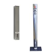 Kit Dispenser Inox Quadrado Porta Copo Descartável Café 50ml + Coletor Inox