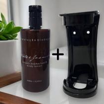 Kit Dispenser Loção Hidratante Luxo 500ml Melão e Jasmim com Suporte Preto Realgems