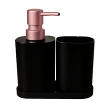 Kit Dispenser Multiuso 3 Peças Preto e Rose Gold