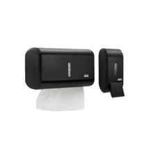 Kit Dispenser Papel Toalha Interfolha E Saboneteira Parede 400ml Compacto Urban Premisse Cor:Preto
