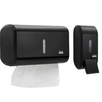 Kit Dispenser Papel Toalha + Saboneteira 400 Ml Compacto Preto Premisse