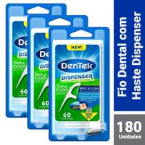 Kit Dispenser para Fio Dental Dentek Floss Picks Triple Clean Advanced Clean 180 unidades
