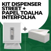 Kit Dispenser Para Papel Toalha Street e Papel Toalha Interfolha 15gms
