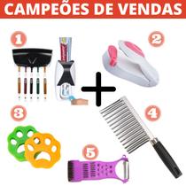 Kit Dispenser Pasta de Dente Mini Seladora de Sacos Tira Pelos Maquina de Lavar Cortador Batata e Ralador 5 em 1 Kit Dispenser Pasta de Dente Mini Seladora de Sacos Tira Pelos Maquina de Lavar Cortador Batata e Ralador 5 em 1
