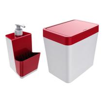 Kit Dispenser Porta Detergente Lixeira 5 Litros De Pia Cozinha Branco - Crippa Kit Dispenser Porta Detergente Lixeira 5 Litros De Pia Cozinha Branco - Crippa