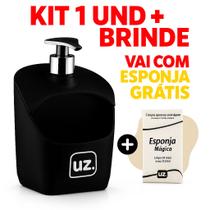 Kit Dispenser Porta Detergente Sabão Liquido Organizador + Esponja Mágica Pia Limpeza Remove Manchas Kit Dispenser Porta Detergente Sabão Liquido Organizador + Esponja Mágica Pia Limpeza Remove Manchas