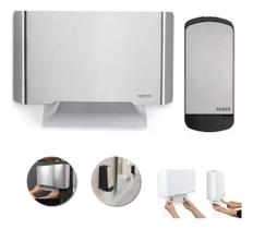 Kit Dispenser Porta Papel Inox + Porta Sabonete Saboneteira