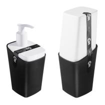 Kit Dispenser Porta Sabonete Líquido + Porta Escova De Dente Square Banheiro - Coza Kit Dispenser Porta Sabonete Líquido + Porta Escova De Dente Square Banheiro - Coza