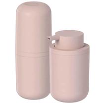 Kit Dispenser Sabonete Líquido e Porta Escova de Dentes Rosa Duna Ou Banheiro Lavabo Kit Dispenser Sabonete Líquido e Porta Escova de Dentes Rosa Duna Ou Banheiro Lavabo
