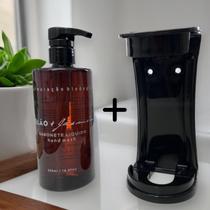 Kit Dispenser Sabonete Líquido Luxo 500ml Melão e Jasmim com Suporte Preto Realgems