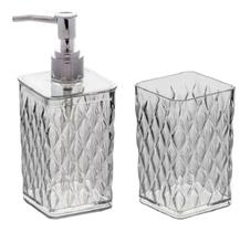 Kit Dispenser Sabonete Líquido Porta Escova Pia Lavabo Luxo