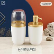 Kit Dispenser Sabonete Líquido + Porta Escovas e Pasta de Dente Original Arthi