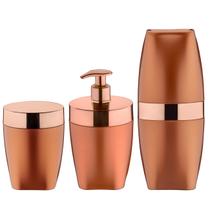 Kit Dispenser Sabonete Suporte Escova Dente Porta Algodão Banheiro Rose Gold - Future Kit Dispenser Sabonete Suporte Escova Dente Porta Algodão Banheiro Rose Gold - Future