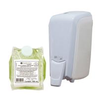 Kit Dispenser Saboneteira Mini Espuma Branco/Cristal + Sabonete Liquido Espuma 400ml Elisa Plus