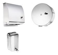 Kit Dispenser + Toalheiro + Papel Higiênico Inox Visium