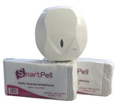 Kit dispenser velox + papel toalha interfolha 2000 folhas rosa