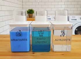 Kit Dispensers Lavanderia 1,3L - Amaciante, Alvejante, Sabão em Pó e Sabão Líquido Kit Dispensers Lavanderia 1,3L - Amaciante, Alvejante, Sabão em Pó e Sabão Líquido