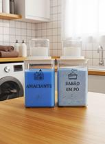 Kit Dispensers Lavanderia 1,3L - Amaciante, Alvejante, Sabão em Pó e Sabão Líquido