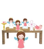 Kit Display Batizado Anjinho Menina Totem Chão E 6 Displays Kit Display Batizado Anjinho Menina Totem Chão E 6 Displays