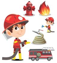 Kit Display Bombeiro Cabelo Castanho Com 6 Peças + Painel