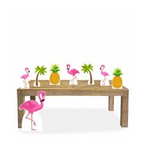 Kit Display de chão e mesa totens festa Flamingo 8 Peças