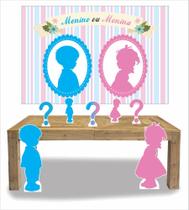 Kit Display de chão totens Chá Revelação 7 Pçs + Painel 150x100m