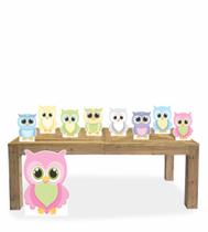 Kit Display de chão totens Corujas Menina 9 Pçs Kit Display de chão totens Corujas Menina 9 Pçs