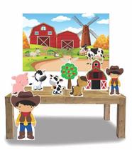 Kit Display de chão totens Fazendinha Menino 8 Pçs + Painel 150x100m 01 Kit Display de chão totens Fazendinha Menino 8 Pçs + Painel 150x100m 01