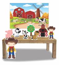 Kit Display de chão totens Fazendinha Menino 8 Pçs + Painel 150x100m 02 Kit Display de chão totens Fazendinha Menino 8 Pçs + Painel 150x100m 02