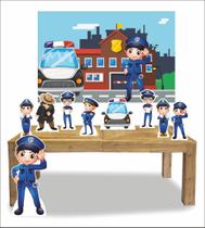 Kit Display de chão totens Policia 9 Pçs + Painel 150x100cm