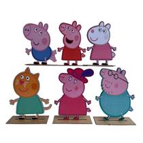 Kit Display De Mesa 6 Peças Festa Família Da Peppa Pig Mdf