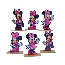 Kit Display de Mesa 6 Peças Para Festa Minnie Rosa MDF