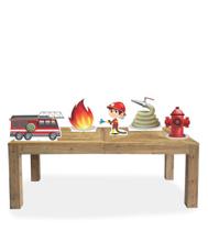 Kit Display Festa Bombeiro Cabelo Castanho 5 Peças