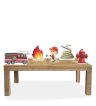 Kit Display Festa Bombeiro Cabelo Loiro 5 Peças