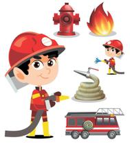 Kit Display Festa Bombeiro Cabelo Preto 6 Displays