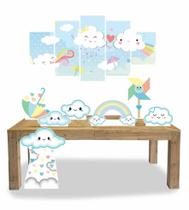 Kit Display Festa Chuva de Benção Menino + Quadro Decorativo Mosaico